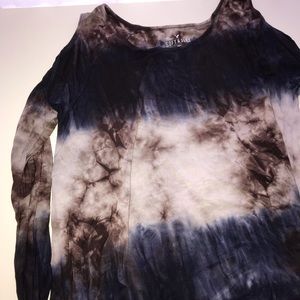 Tye dye off the shoulder long sleeve shirt